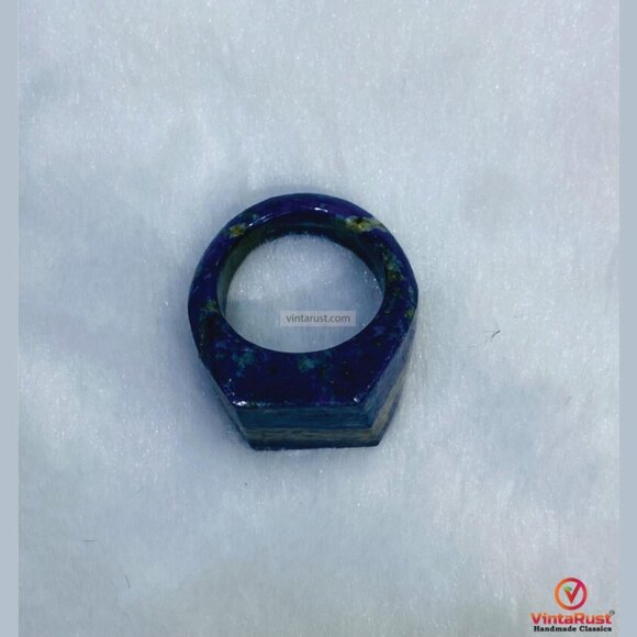 Natural Lapis Lazuli Statement Ring: Gemstone Ring for Men & Women - Picture 4 of 4
